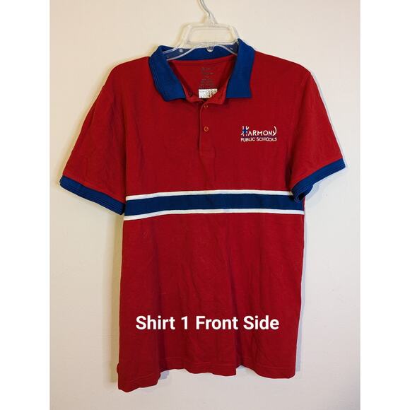 Harmony Public Schools MS Original Red Uniform Polo Shirt 5 Bundle Adult Medium - Picture 2 of 16